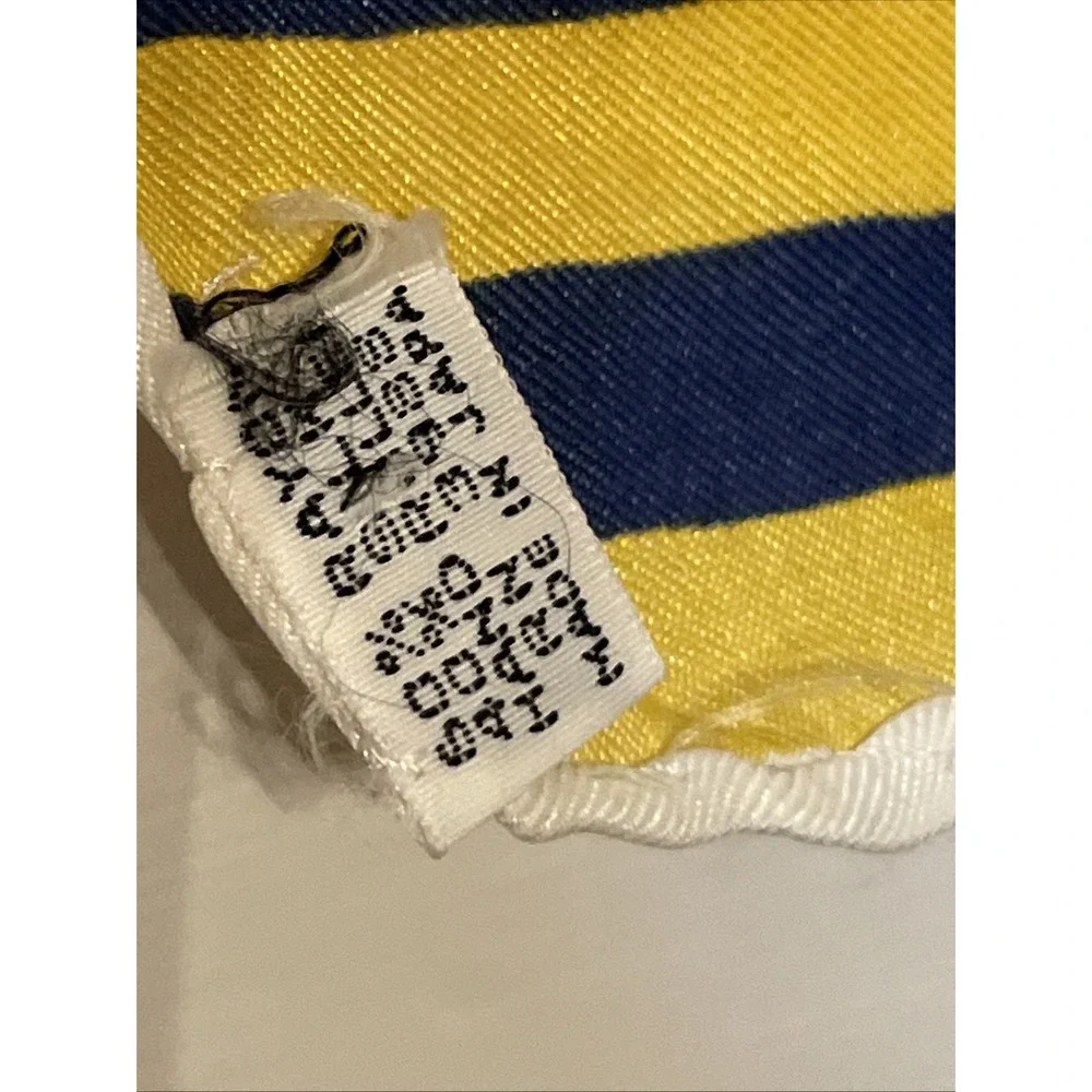 Vintage Silk Neck Tie Scarf Blue Yellow White Geometric Pattern Harlequinn
